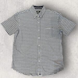 Buttercloth Icy Cotton Shirt Mens Large Blue Geometric Regular Fit Short Sleeve